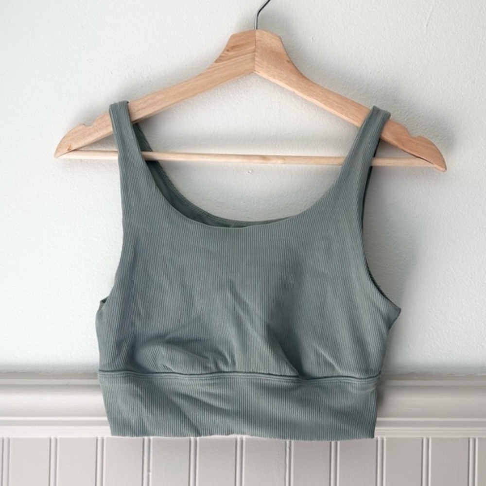 Aerie Offline Ribbed Sage Green Sports Bra Medium Activewear Cardio Yoga Bra